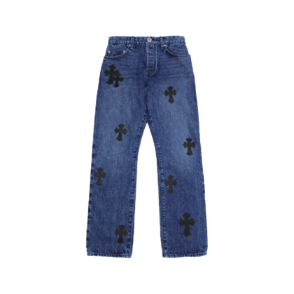 Cross Leather Patches Jeans